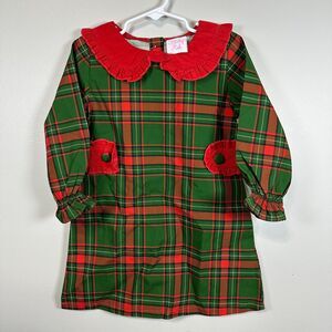 Stitchy Fish Girls 3T Long Sleeve Tartan Plaid Dress Collared Holiday Christmas